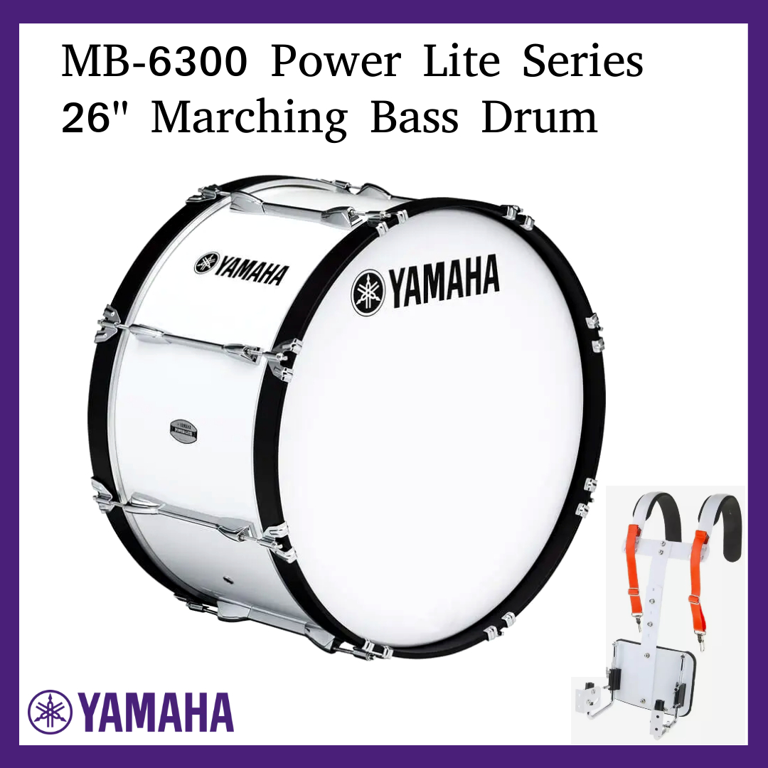 Yamaha MB-6300 Power Lite Series 26 inch Marching Bass Drum - White (MB6326W)